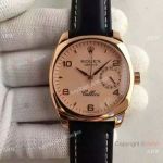 Swiss Rolex Cellini Danaos Replica Watch Rose Gold Black Leather Strap